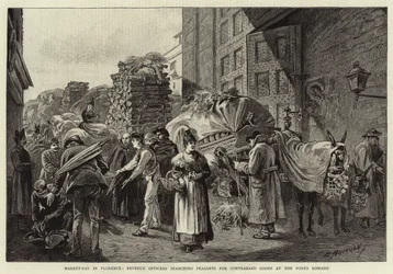 Market-day in Florence, Revenue Officers Searching Peasants for Contraband Goods at the Porto Romano